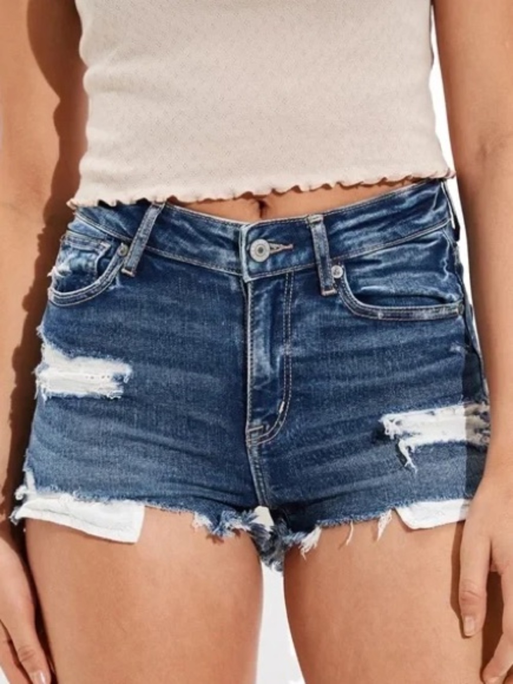 AE Ne(x)t Level High Rise Dark Denim Short Shorts
